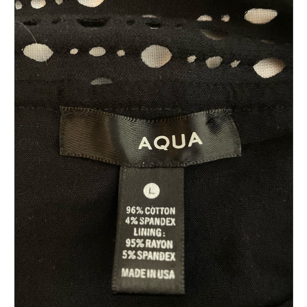 Aqua Black Eyelet Lined Dress Size L EUC - Picture 7 of 8